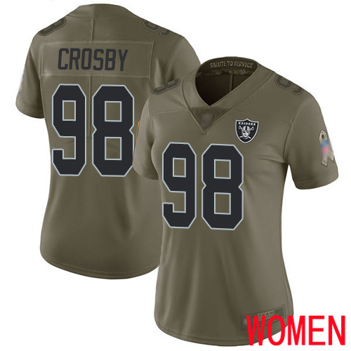 Oakland Raiders Limited Olive Women Maxx Crosby Jersey NFL Football #98 2017 Salute to Service Jersey